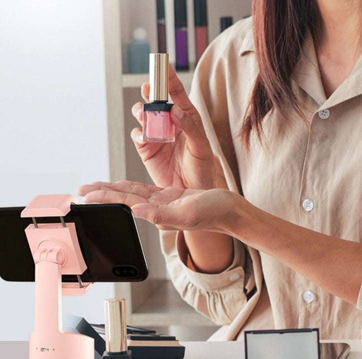 AI Face Tracking Selfie Stick For Live Vlogs - Pink_1